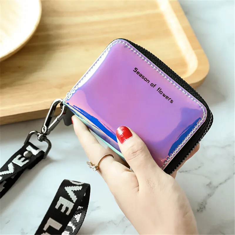 

New Women Short Wallet Laser Wallet Fashion Standard Zipper Wallets Designer Variable Color Card Holder Coin Purse