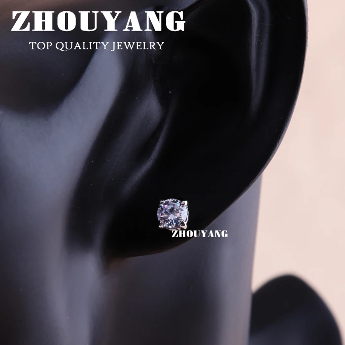 ZHOUYANG Top Quality ZYE518 Concise Crystal Silver Color Earring Jewelry Austrian Crystal Wholesale