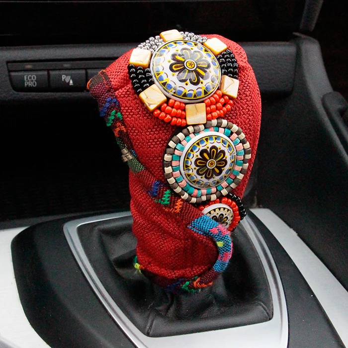 Hot-Beaded-Car-Interior-Accessories-Steering-Wheel-Cover-Handbrake-Gear-Shift-Covers-Set-Flax-Beige-3