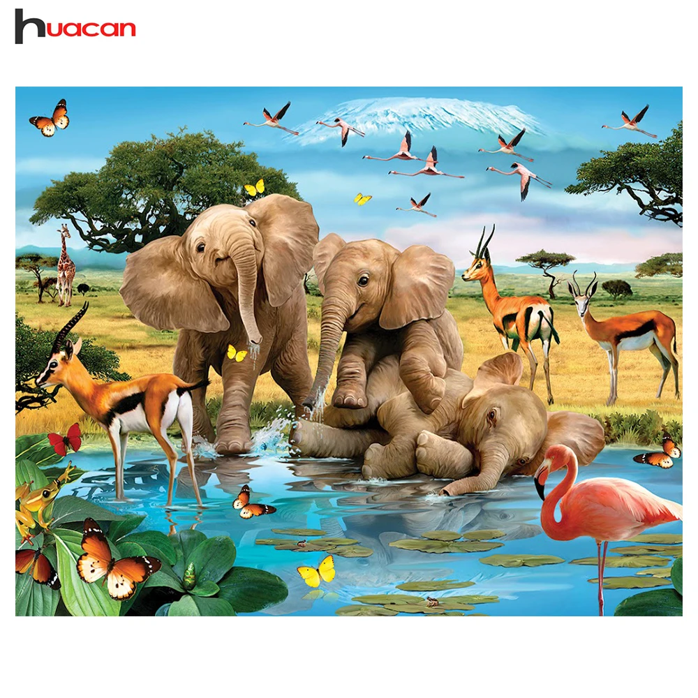 

Full Square Diamond Embroidery Elephant Pattern Full Square Diamond Painting Animal Series Home Decor Needlework DIY Hobby