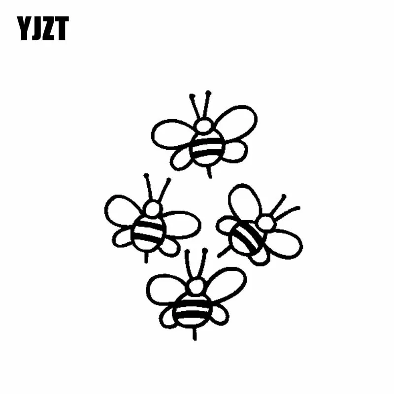 

YJZT 15.3CM*19.2CM Cute Bees Playing Game Vinyl Decal Car Sticker Black/Silver C19-0054