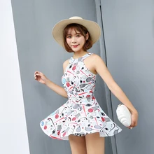 Корейский стиль ретро печати Для женщин Двойка купальник плечевой сексуальное нижнее белье боксер купальники на косточках пуш-ап ванный комплект