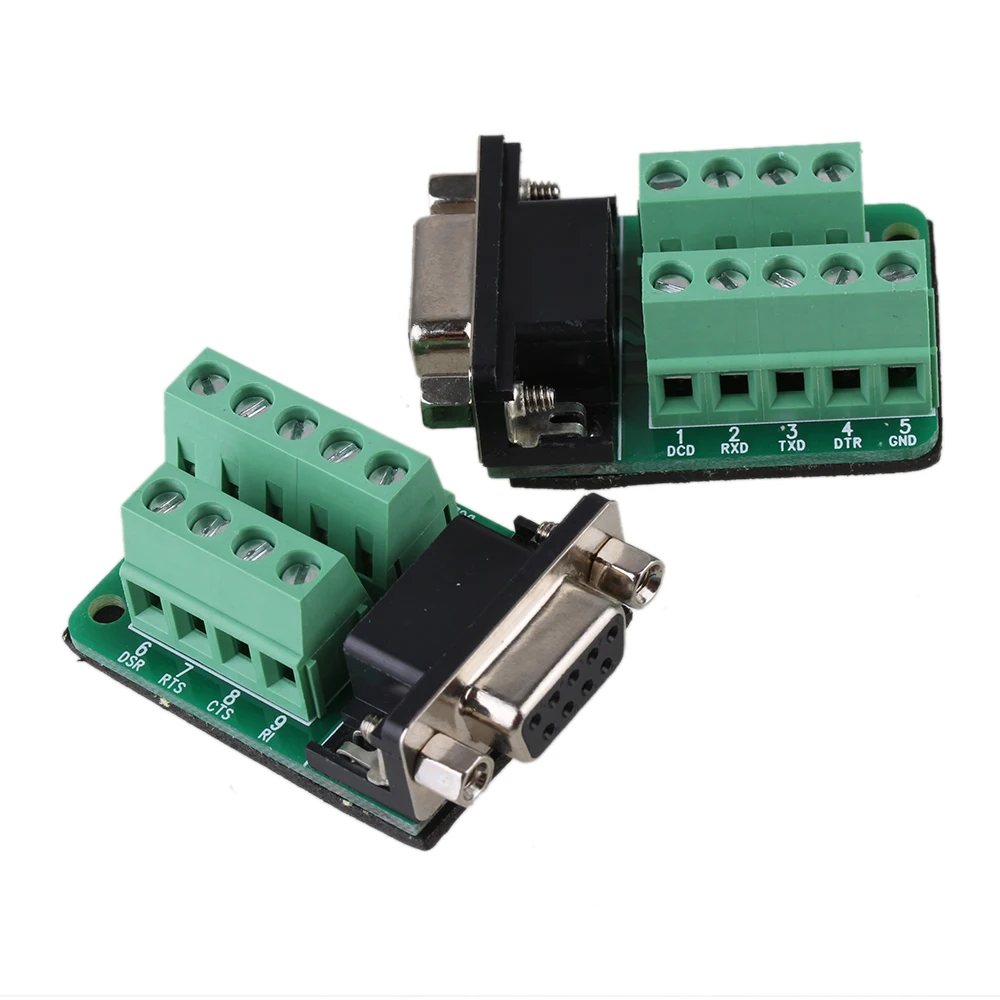 

2pcs DB9-M2 Female 9Pin Jack Port to Terminal Breakout Board Connector Screw Nut