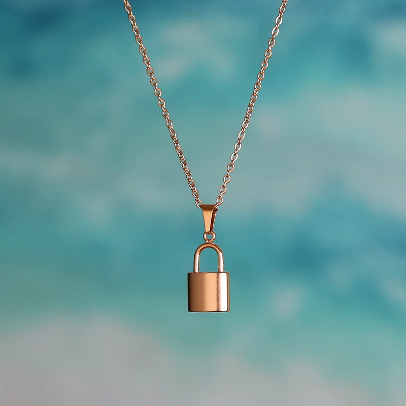 

Stainless Steel Padlock Pendant Necklace Lock Statement Necklace for Women/Man Protection Pendants High Polish Necklace