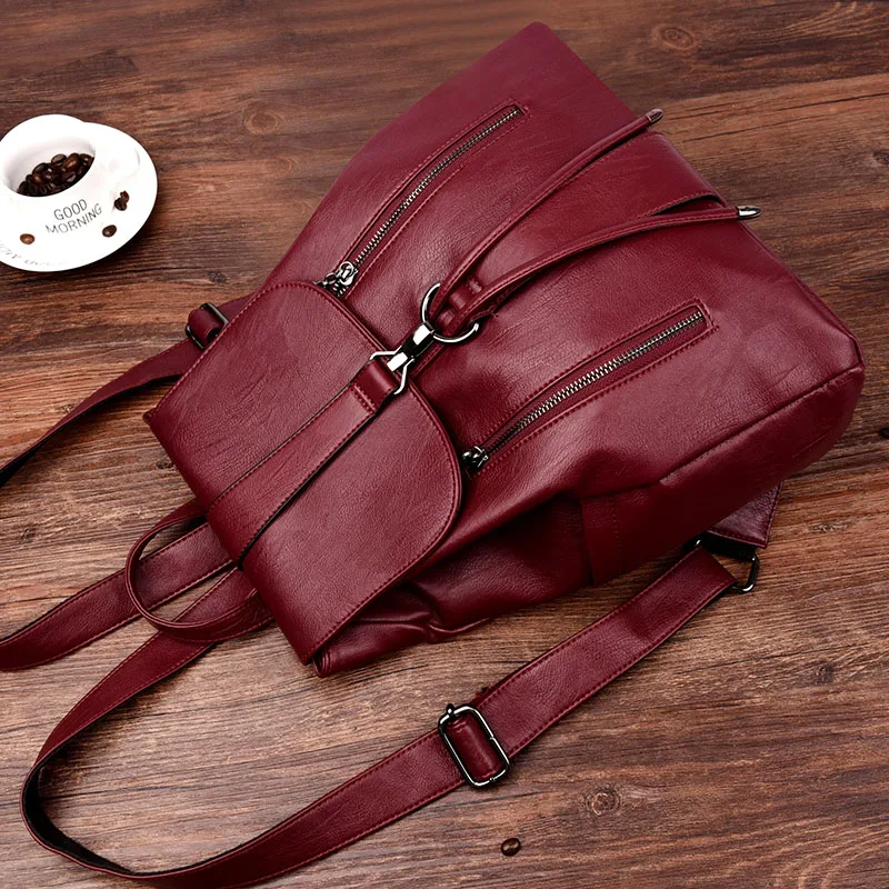 Fashion Double Zipper Drawstring Women Backpack Leather Bagpack Large Capacity Travel Bag Female Rucksack Shoulder Bag Mochila Fashion Double Zipper Drawstring Women Backpack Leather Bagpack Large Capacity Travel Bag Female Rucksack Shoulder Bag Mochila