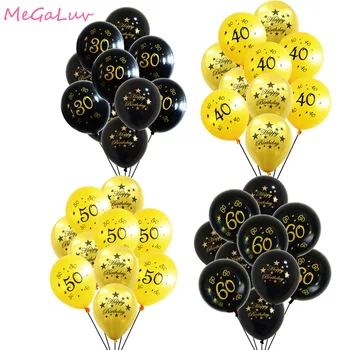 

20pcs Gold Black 12inch 30th 40th 50th 60th Birthday Party Decorations Ballons Adult Birthday Party Decors 30 Ans Baloons