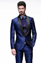 Costume Homme 2016 Custom Made Handmade Royal Blue Slim Fits Suits Tuxedo Wedding Suits for Men