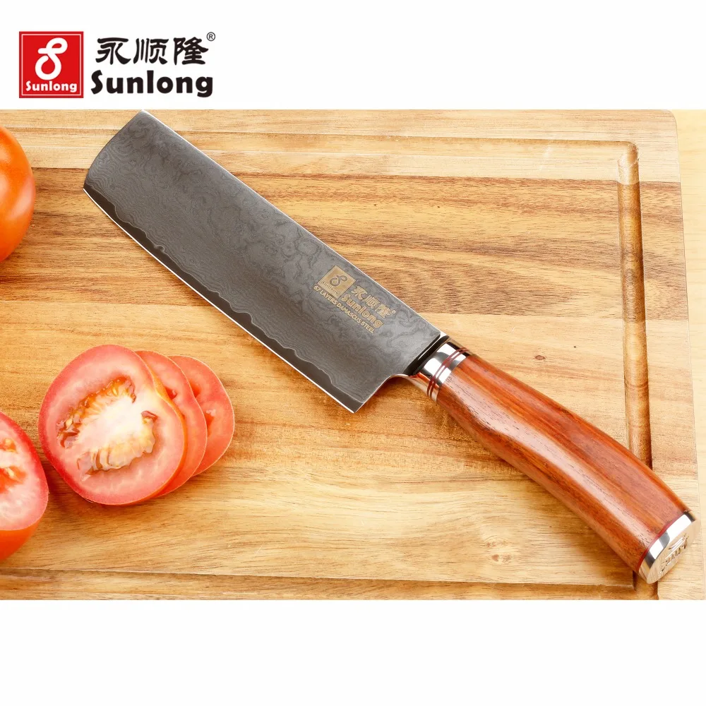 Sunlong Nakiri 6 5 дюймов Usuba японский VG10 забитая Дамасская сталь 67 слой Палисандр