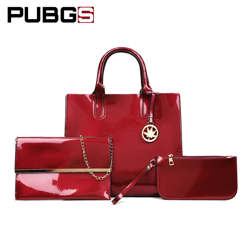 

Women's Handbag Shoulder Bags Female High Quality Luster Leather PU Fashion Elegant Practical For Daily 3-Piece Set PUBGS 2018