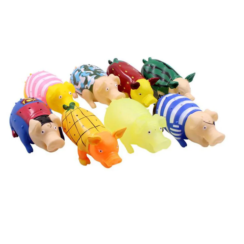 1pc Rubber Pet Dog Puppy Cat Kitten Plush Chew Sound Play Pig Toy