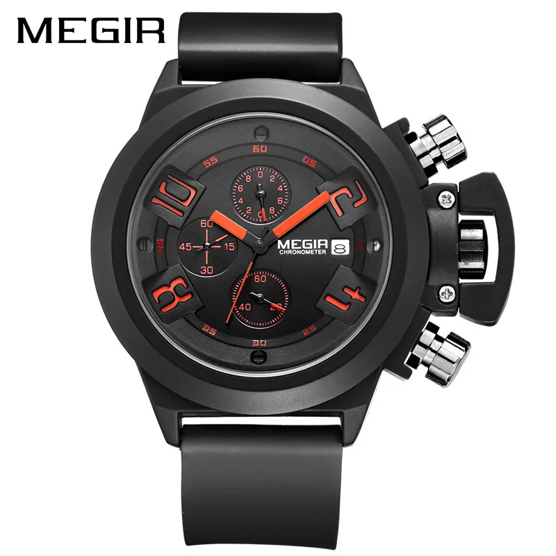 Billig MEGIR Kreative Männer Sport Uhr Top Marke Luxus Armee Militär Uhren Uhr Männer Chronograph Quarz Armbanduhr Relogio Masculino
