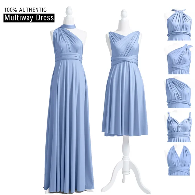 Dusty Blue Bridesmaid Dress Long Infinity Multi Way Wrap Dusty Blue Bridesmaid Dress Long Infinity Multi Way Wrap One Shoulder Floor