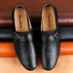 2019 человек Повседневное Мужская обувь из натуральной кожи модные кожаные туфли Для мужчин; удобные лоферы обувь для вождения руки делают