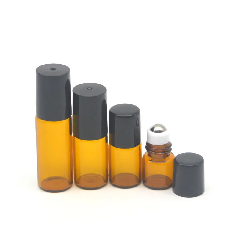 

10pcs Empty 1ml 2ml 3ml 5ml Amber Roll Glass Bottles for Essential Oils Roll-on Refillable Perfume Bottle Deodorant Container