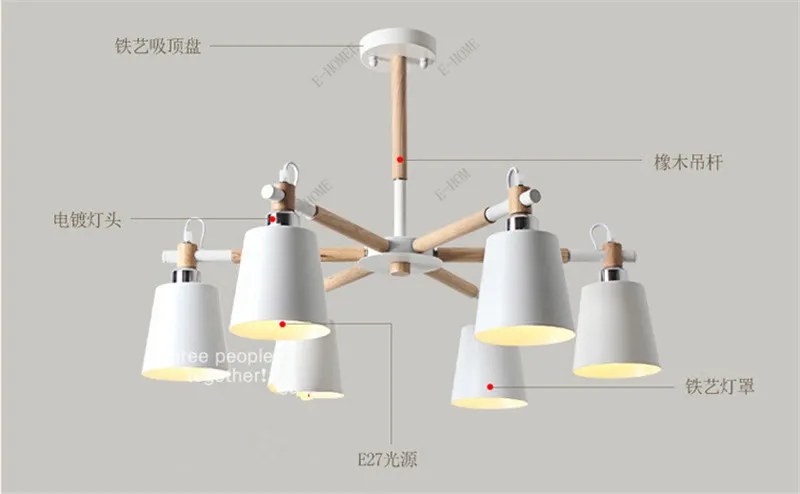 Cabeça de Madeira Conduziu a Lâmpada do Candelabro para Sala Criativo Simples 8 Maciça Estar Branco Preto Lustres Teto Iluminação 3 - 6 27 para sala estar branco preto lustres teto iluminação