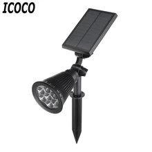 ICOCO Водонепроницаемый 7 светодиодов Солнечный садовый светильник прожектор открытый газон пейзаж прожектор освещение безопасность освещение Сенсорное обнаружение в ночное время