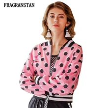 Женский Демисезонный Повседневное розовый Короткое пальто Для женщин мода горошек письмо печати куртка свободные Высококачественная верхняя одежда Q591