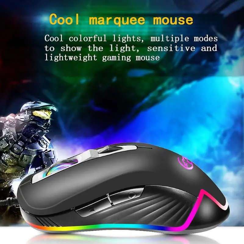 USB Проводная 3200 dpi оптическая игровая мышь RGB дыхательный светильник/Поворотная лампа с подсветкой эргономичная компьютерная мышь для ноутбука