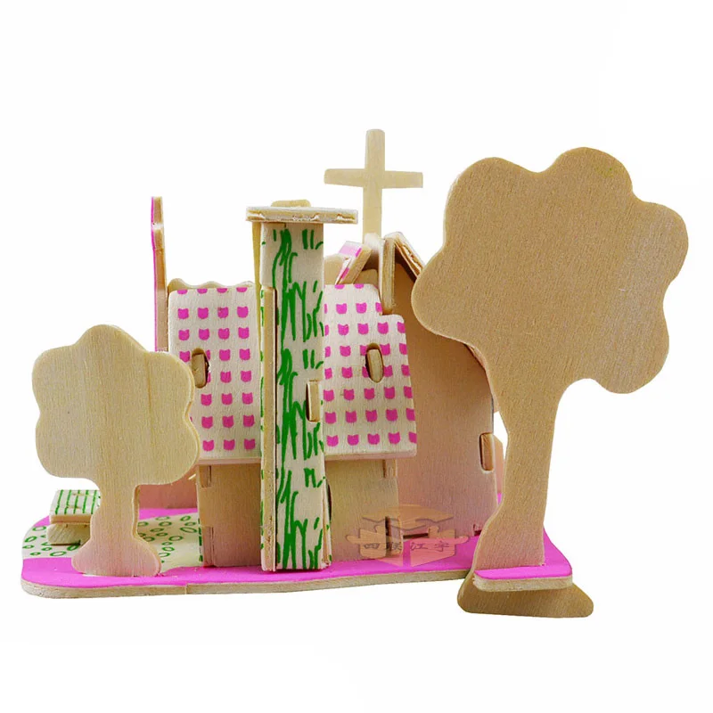 DIY деревянные строительные блоки ручной сборки игрушки 3D модель дом развивающие игрушки для детей