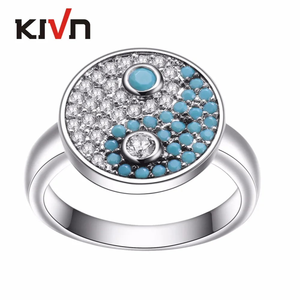 

KIVN Fashion Jewelry Yin Yang CZ Cubic Zirconia Bridal Wedding Rings for Women Christmas Birthday Girls Mothers Day Gifts