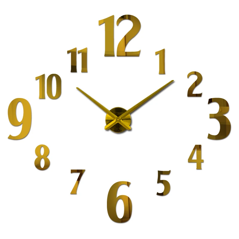 Новые модные настенные часы Современные Кварцевые наручные часы гостиная акриловые зеркальные часы украшение для дома натюрморт diy наклейки - Цвет: Gold