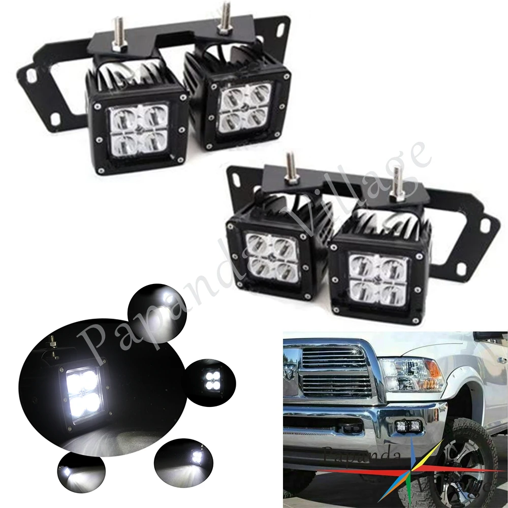 

Papanda 16W Dual LED Fog Light Pods w/ Metal Bumper Mounting Bracket for 2009-2012 Dodge RAM 1500 2010-2018 Dodge RAM 2500 3500