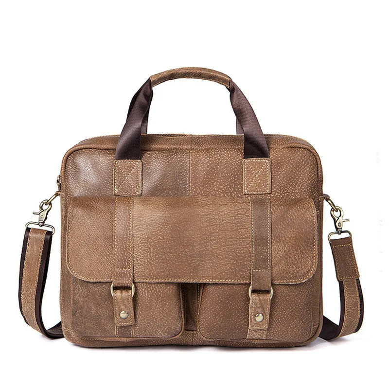حقيبة جلدية أصلية الرجال حقيبة جلدية حقيبة كمبيوتر محمول مكتب الأعمال يد القهوة حقيبة ساعي Bolso هومبر Maleta