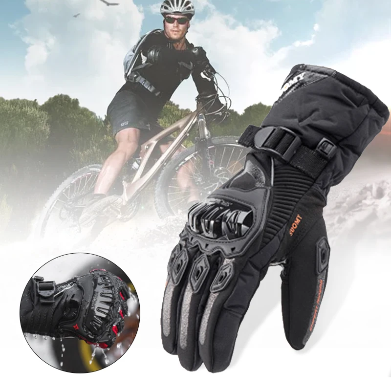 

Outdoor winter warm motorcycle long gloves waterproof and windproof protective gloves riding straight contact screen