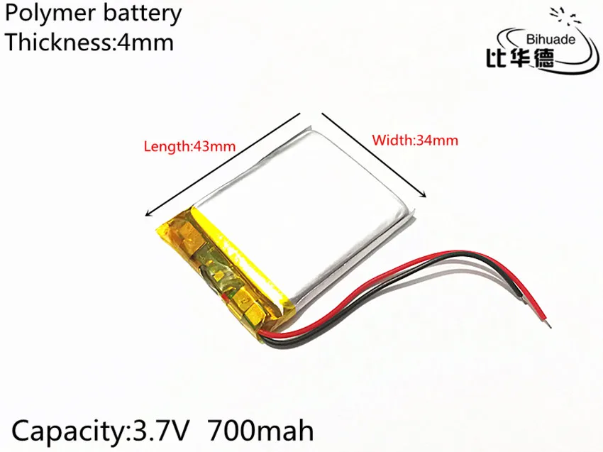 5 шт. bihuade 3,7 V, 700 mAH, 403443 полимерный литий-ионный/литий-ионная аккумуляторная батарея для игрушка, портативное зарядное устройство, gps, mp3, mp4, сотовый телефон, динамик