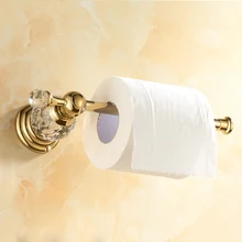 Золотой полированный держатель для туалетной бумаги Твердый латунный рулон бумаги для ванной аксессуар настенное крепление кристалл держатель туалетной бумаги