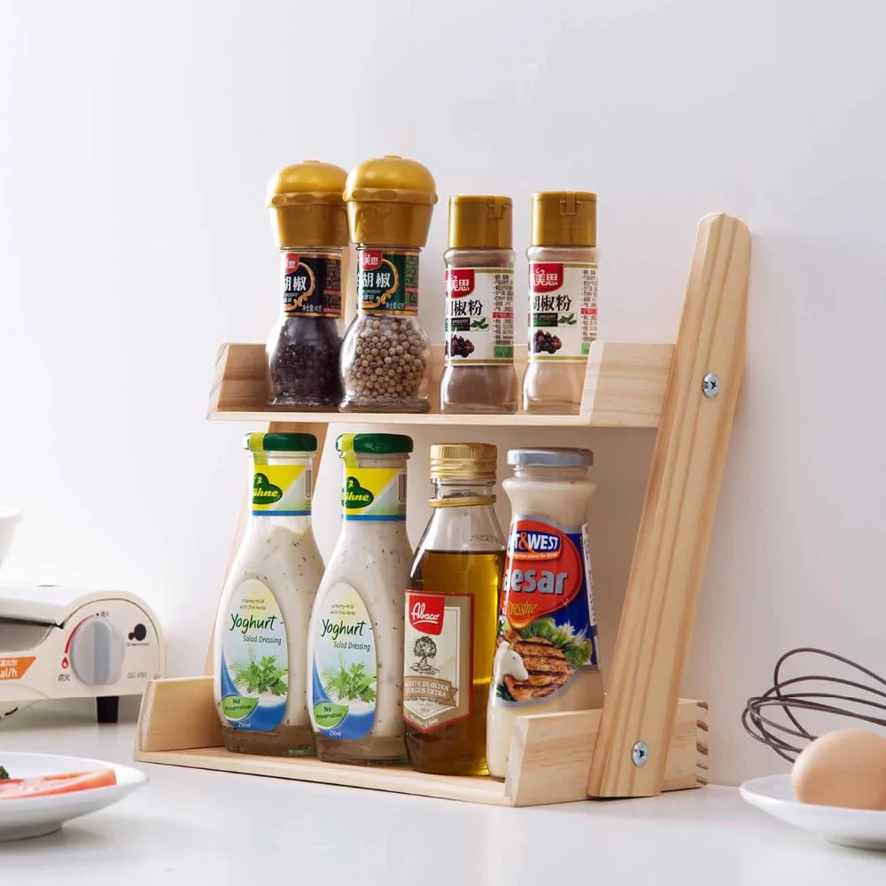 Многослойная полка для хранения специй из соснового дерева кухонная домашняя