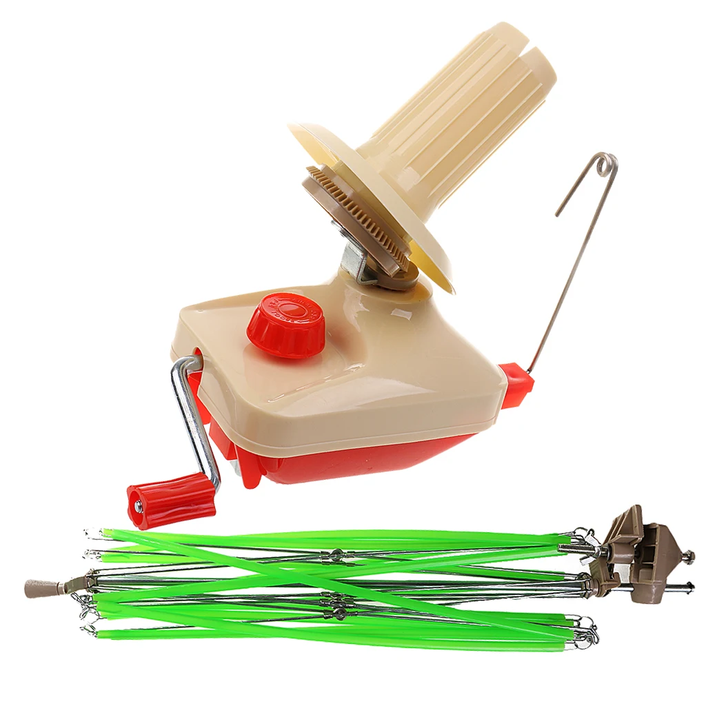 2 Pieces/Set Knitting Umbrella Wind Wool Winder and Table Clasp Swift Yarn String Ball Winder Holder Machine