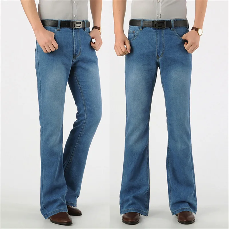 Модные мужские большие ботинки с вырезами, брюки с высокой талией, расклешенные джинсы, повседневные дикие Молодежные синие джинсовые брюки