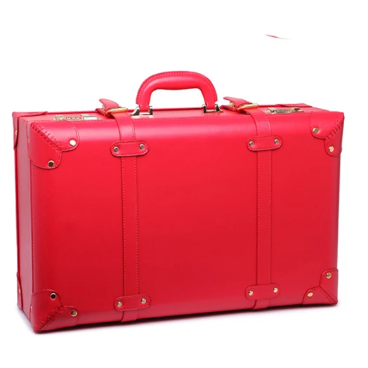 14inch size Китайский красный модный винтажный чемодан высокого качества PU дорожные сумки женские короткие расстояния путешествия шоппинг рюкзак - Цвет: 14inch size