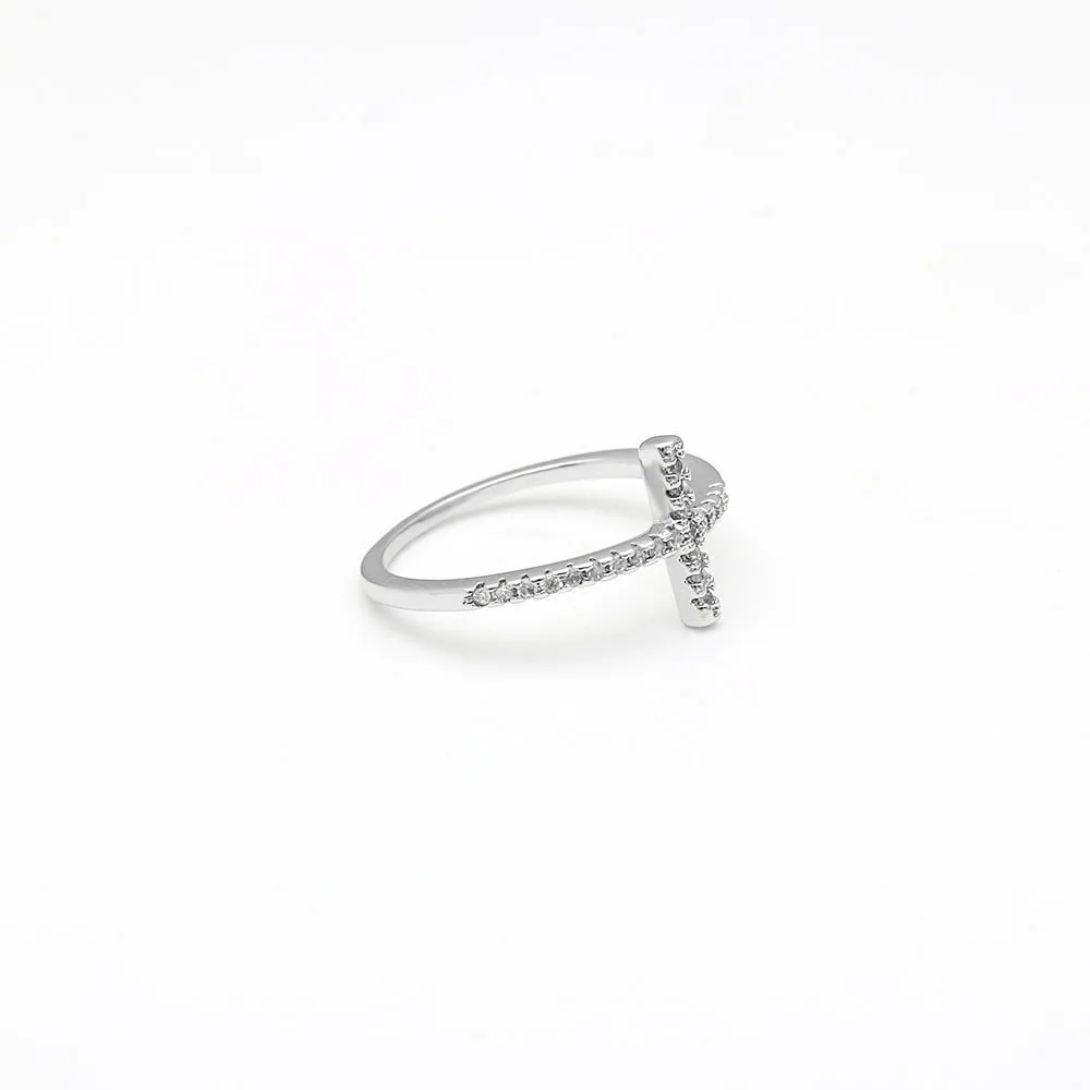 Женское Обручальное кольцо с серебряным покрытием|sideways cross ring|engagement rings for