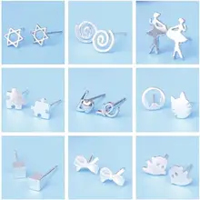 Новые горячие геометрические милые серьги-гвоздики для женщин 925 пробы серебряные ювелирные изделия ушные иглы Простые индивидуальные серьги для девушек SAE20