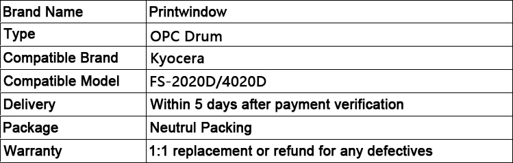 Printwindow совместимый OPC барабан для Kyocera FS-2020D/4020D