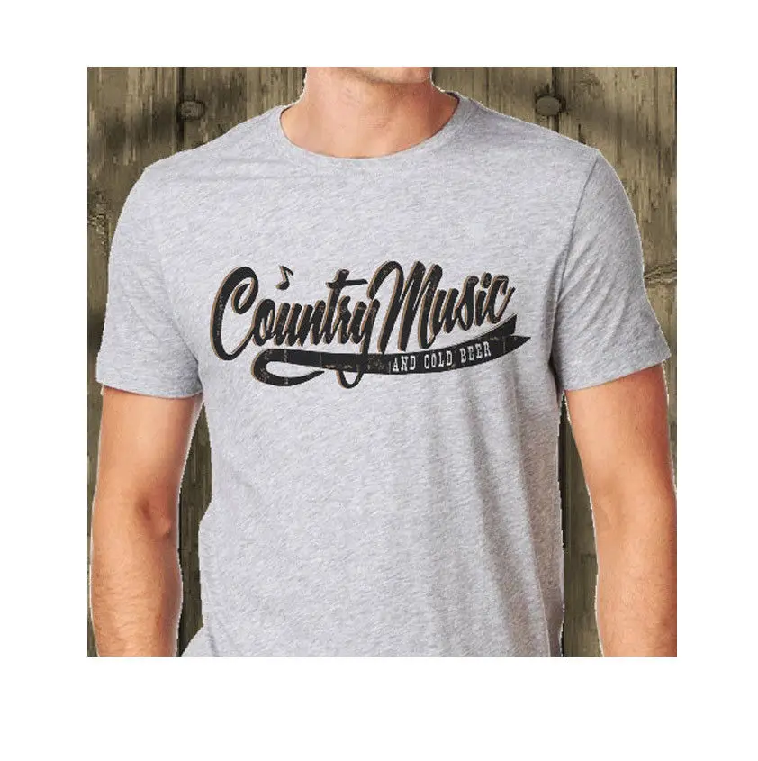 Country Music Western Folk American Nashville Printed Grey T Shirt