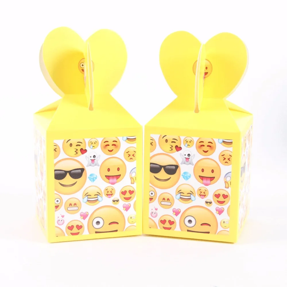Emoji 12 шт./лот на тему Человека-паука из мультфильма бумага Мешочки для вечеринки перед рождением ребенка сувениры Подарочные коробки для конфет День рождения украшения - Цвет: Emoji
