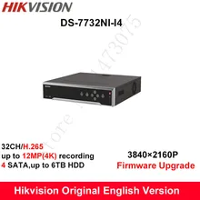 In stock Hikvision DS-7732NI-I4 English version 32CH NVR with 4 SATA no POE,HDMI up to 4K,ANR,alarm Recording up to 12MP