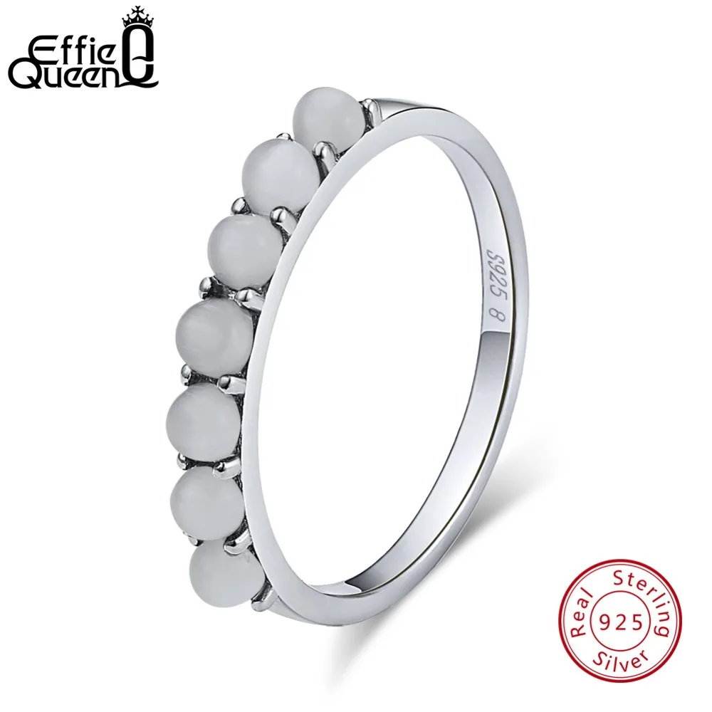 

Effie Queen 100% 925 Sterling Silver Rings For Women Cat's Eye Stone Silver & Gold-color Wedding Band Trendy Jewelry Gift BR68