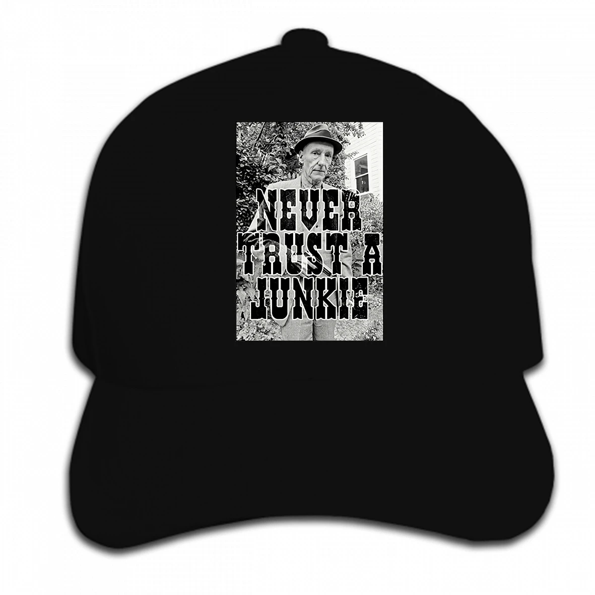 Принт бейсбольная Кепка Под заказ забавные мужские белые черные мужские классические Вильям с. Берроузы никогда не доверяют Junkie солнцезащитный козырек Кепка