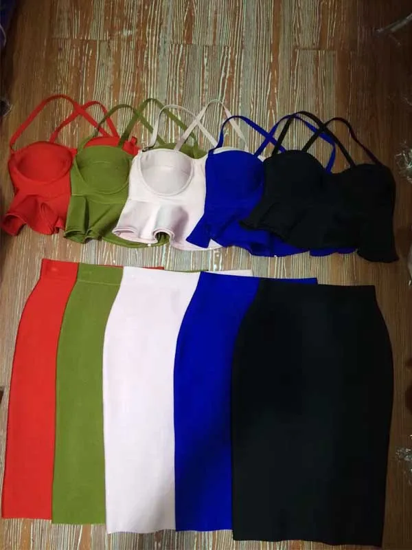 

wholesale New Dress Variety of colors Sling Fashion Skinny Casual two piece set Cocktail party Bandage dress (L1399)