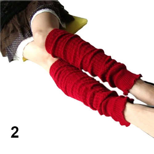 Теплые Женские однотонные вязаные гетры, чулки, двойные перчатки без пальцев, длинные, Розничная /, 6DLF - Цвет: Красный