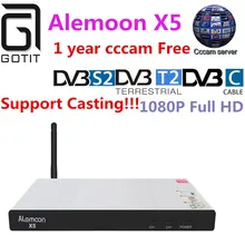 ALEMOON X5 DVB комбо декодер DVB-S2/T2/C Смарт приемник литье+ 1 год Европа Испания Польша Италия Португалия 4 CCcam-Clines