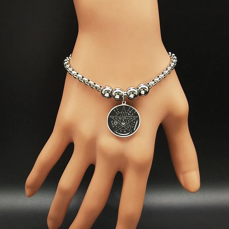 Модные браслеты из нержавеющей стали с черной звездой для женщин браслет для колдовства ювелирные изделия pulseras mujer moda B18366