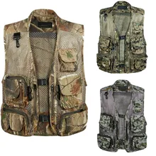 Сезон: весна–лето Для мужчин Вязаные Жилеты для женщин мужской сетки дышащий Камуфляжный жилет репортер мульти-карманы с Повседневное жилеты M-3XL d143
