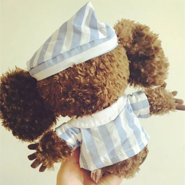 Cute Cheburashka Plush Toy Big Ryes Monkey with Clothes Soft Doll Russia Anime Baby Kids Sleep Appease Doll Toys for Childre 6