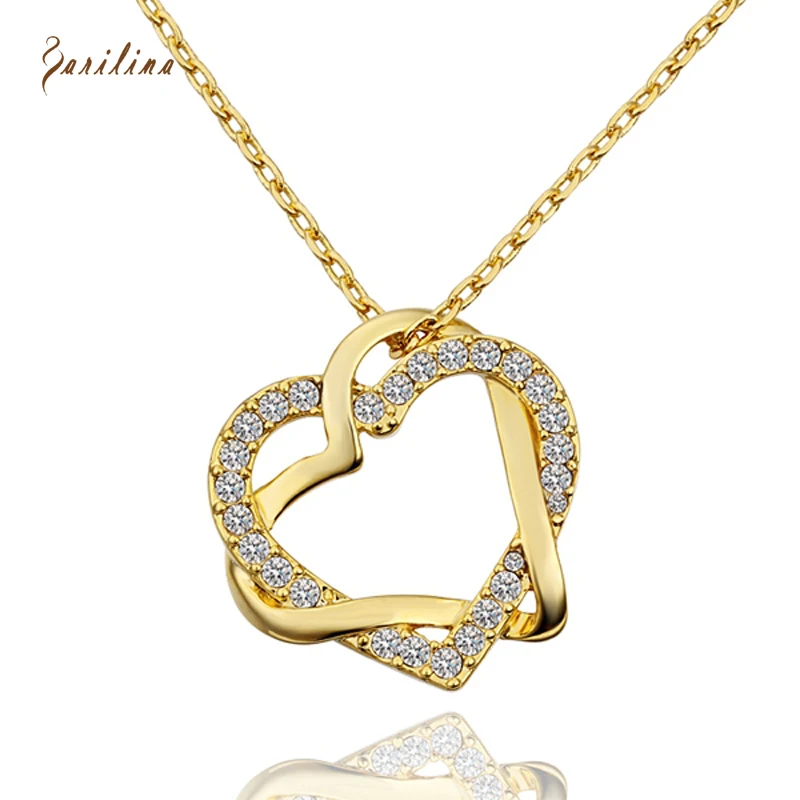 

Love Gift White Crystal gold plated jewelry Fashion Heart necklace pendants for women P2012