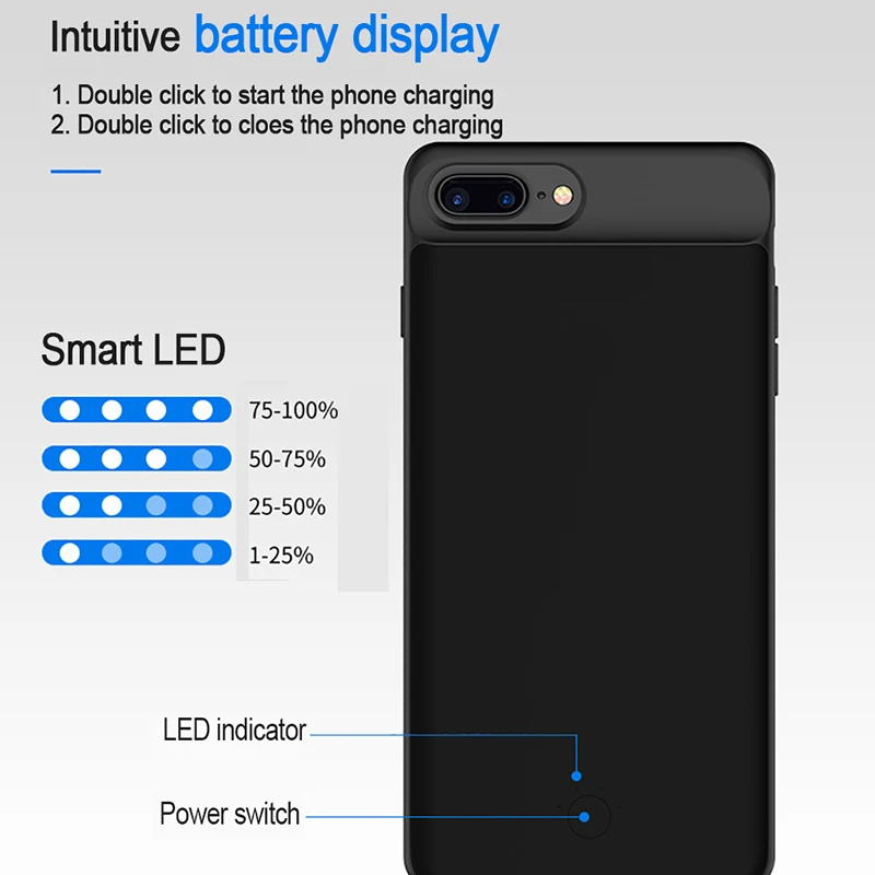 Продажа Power Battery Case для iPhone 6 6s 7 8 5000/7000 мАч Чехол зарядного устройства Plus 4.7 / 5.5